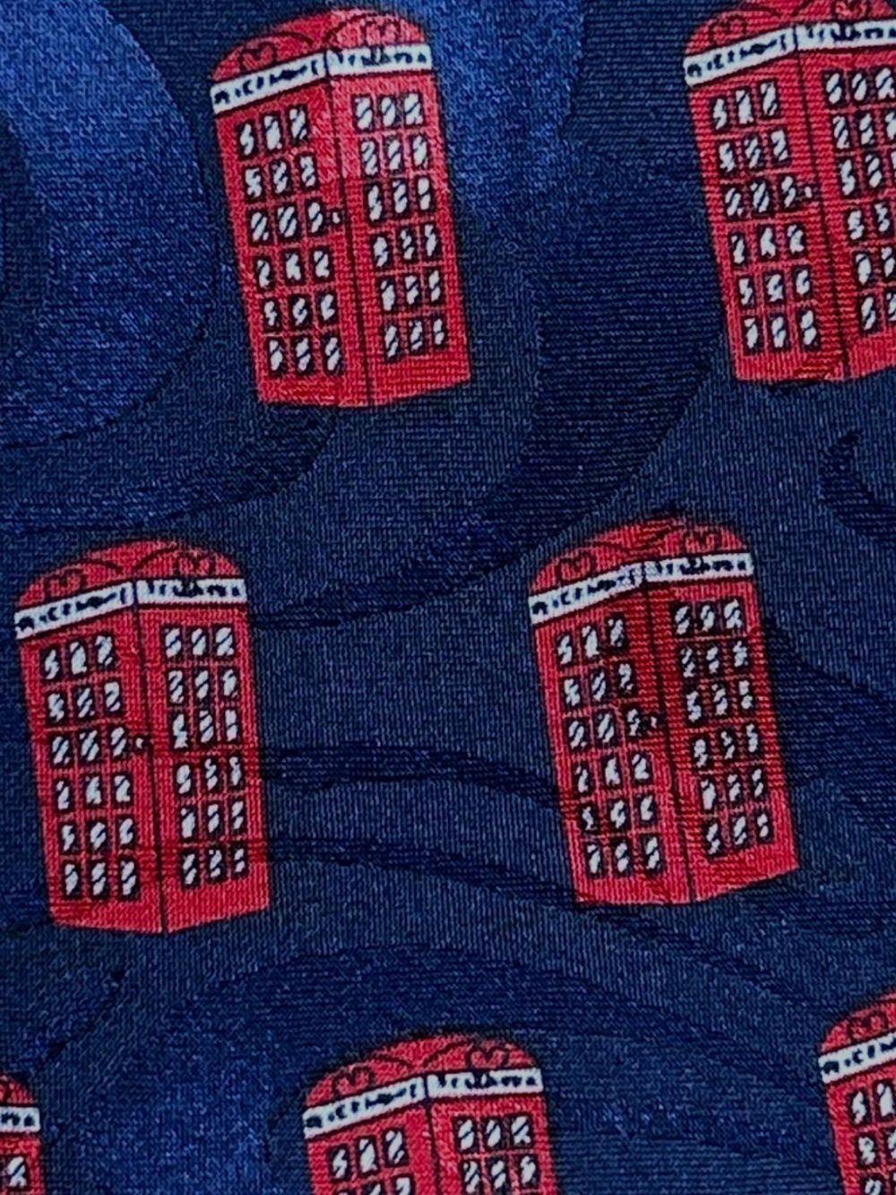 *Vintage* Gold.City Novelty London Phone Booth Print Tie Blue/Red ~Anglophile